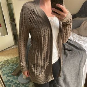 Knit long green cardigan